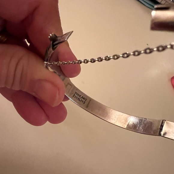 Sterling & Green Enamel Bracelet ~ Thailand - Picture 9 of 9